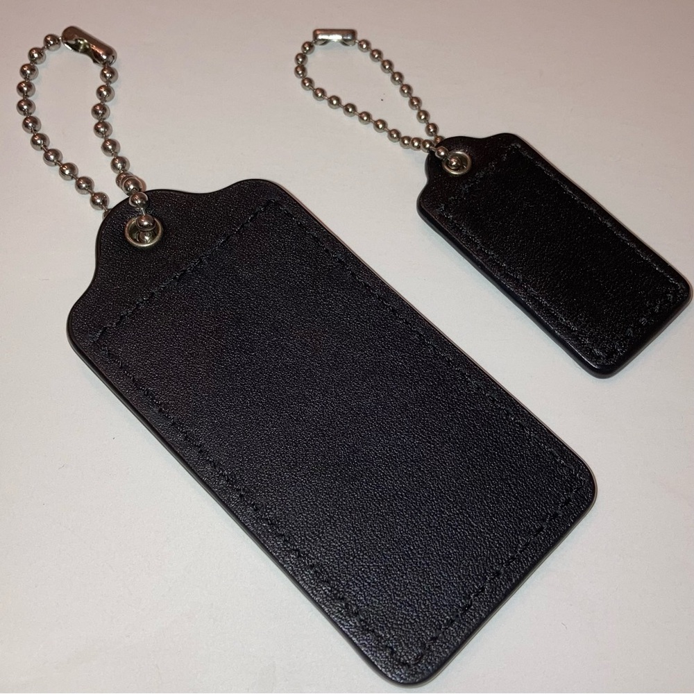 Vintage Coach Black Patent Leather Replacement Hang Tags Two Y2K Bag Charms Lot - Picture 6 of 17